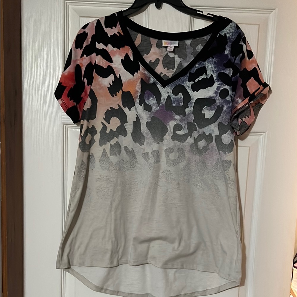 LuLaRoe Short Sleeve V-Neck Top - Black, Gray, Pink, Purple, Orange